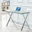 Bureau d'ordinateur en verre, table d'ordinateur portable en verre trempé transparent avec bureaux à bords arrondis, table de canapé