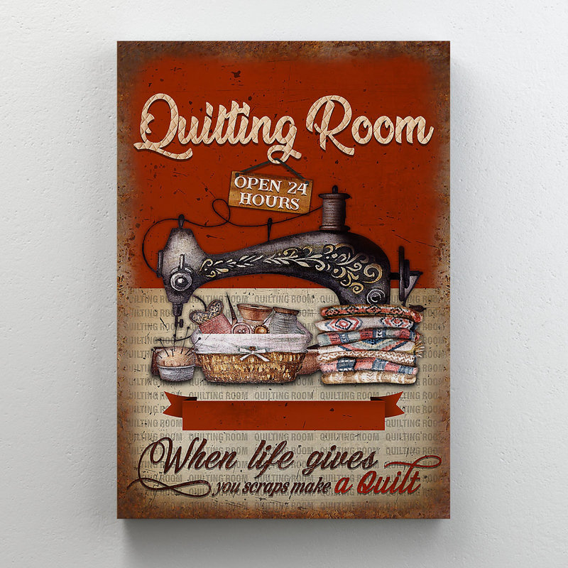 Quilting Machine - When Life Gives You Scraps - 1 Piece Rectangle Graphic Art Print On Wrapped Canvas, 14" H x 11" W x 2" D