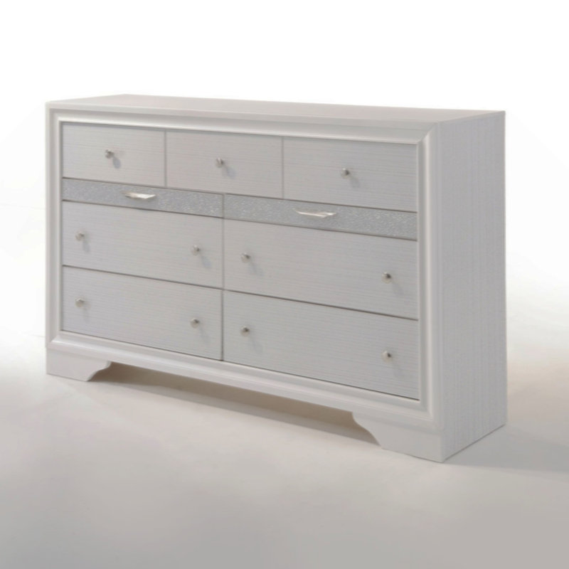 Commode double rectangulaire 9 tiroirs Carman, Blanc