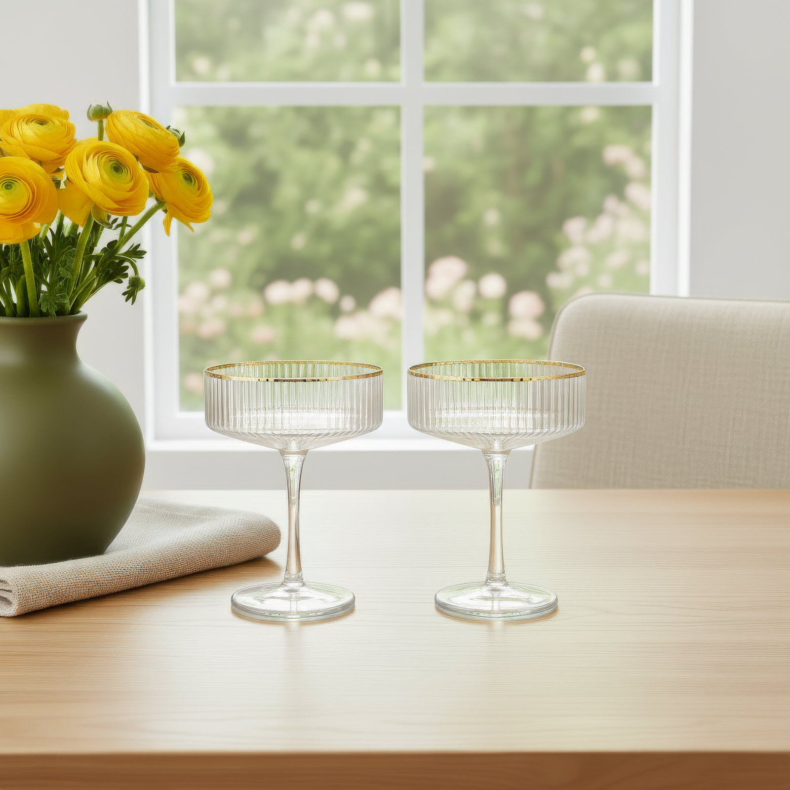 Viski Meridian Ribbed Crystal Coupe Glass