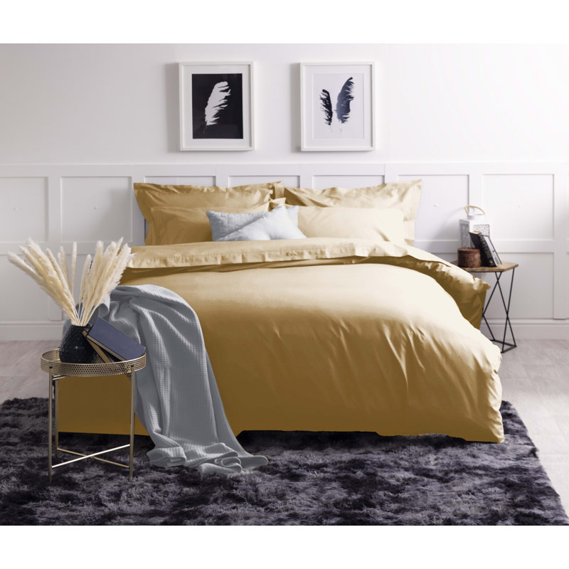 Plain Dye 200 TC Egyptian-Quality Cotton Cotton Solid Colour Duvet Cover, Oyster, Single Duvet Cover