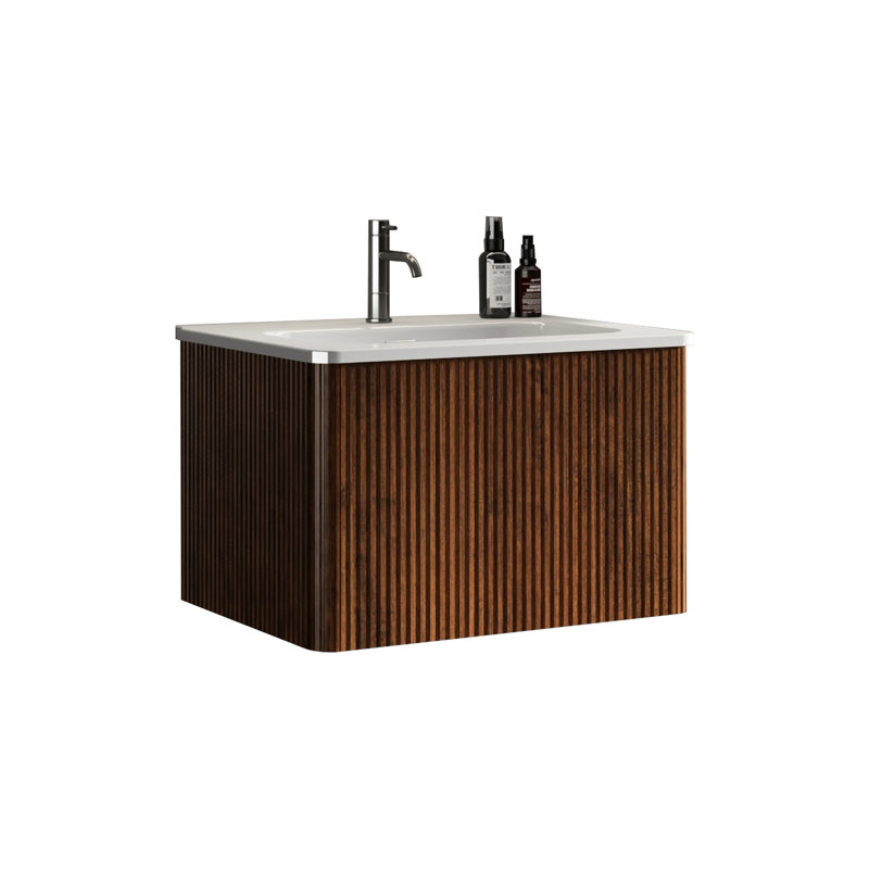 Meuble-lavabo 24 po noyer rayé en noyer blanc, Noyer, 24"