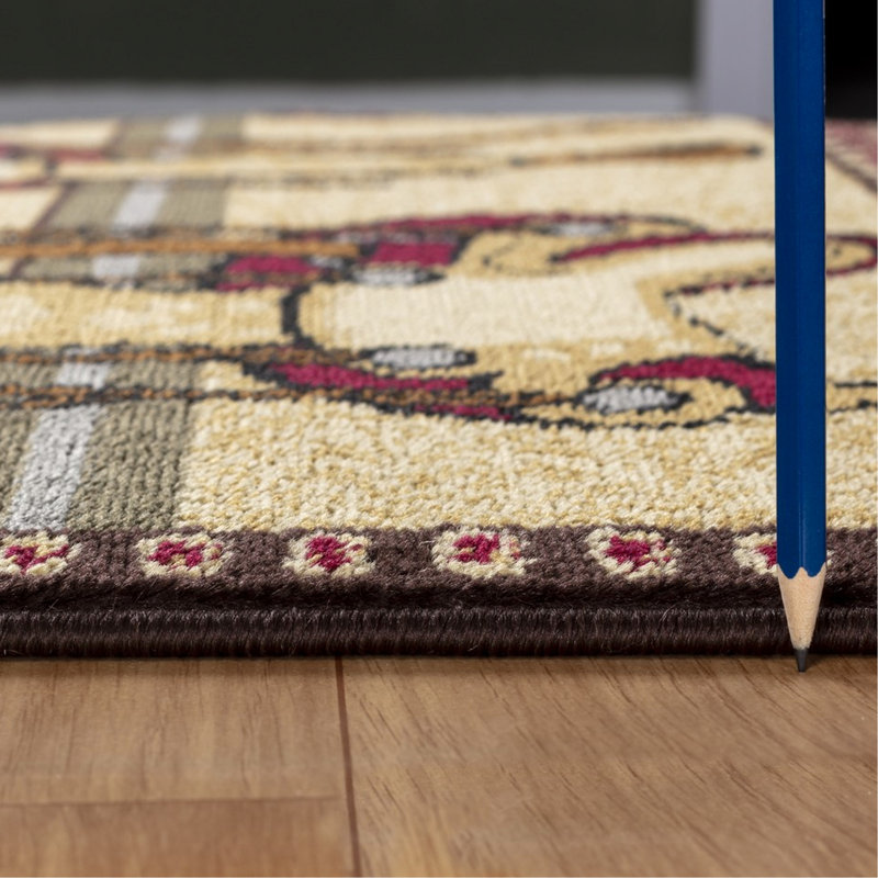 Tapis tribal beige en polypropylène 2 pi 7 po x 7 pi 3 po Tribes Gcyls4009 7,3 Utilisation quotidienne idéale