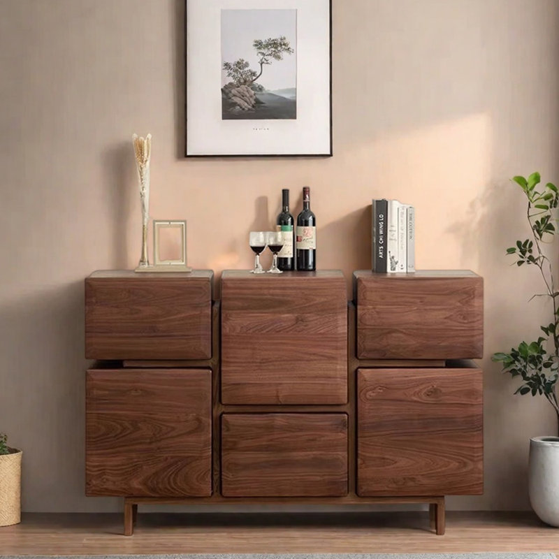 Armoire console en bois massif moderne et minimaliste, H 37,4 po x l 51,2 po x P 13,8 po