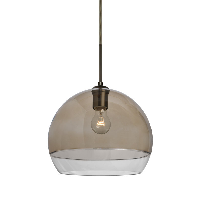 Emelia 1 - Light Single Pendant, Bronze, Smoke, 9.75" H x 11.5" W x 11.5" D