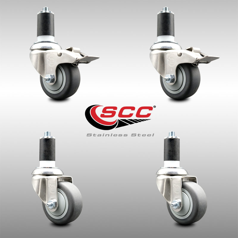 Roulettes pivotantes, H 3,5 po x l 3,5 po