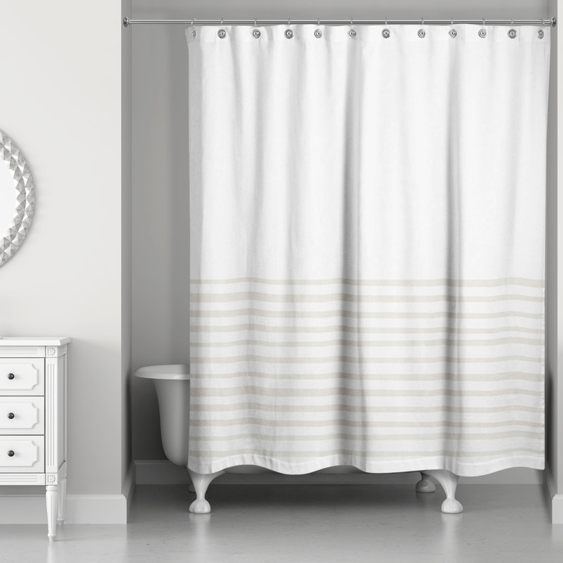 Rideau de douche rayé simple, Beige