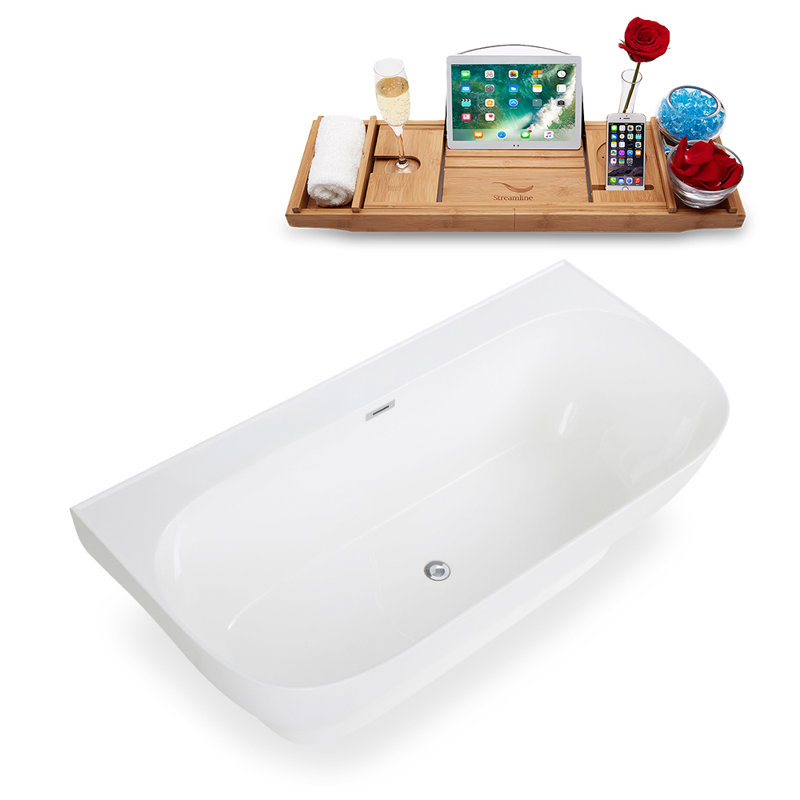 67" x 32" Freestanding Soaking Solid Surface Bathtub