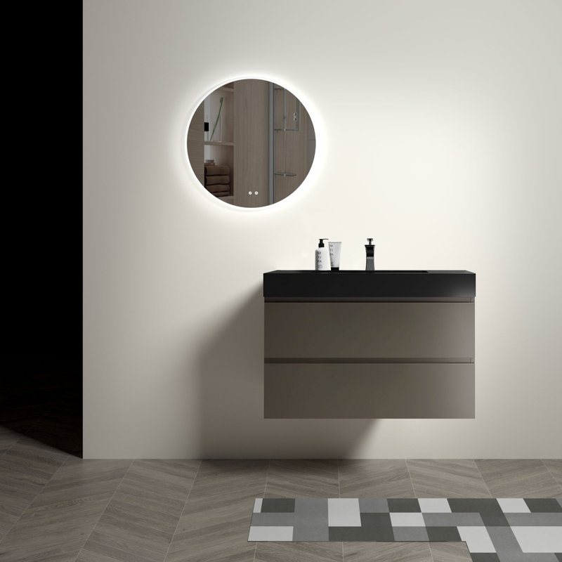 Meuble-lavabo 36 po avec lavabo, Noir, noir, noir, noir, Noir/gris