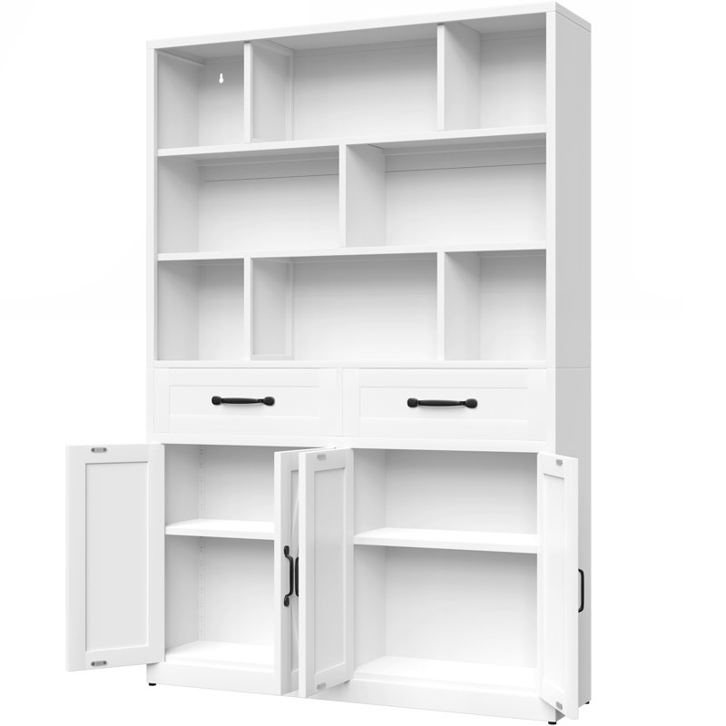 Bibliothèque haute avec tablettes ouvertes fixes