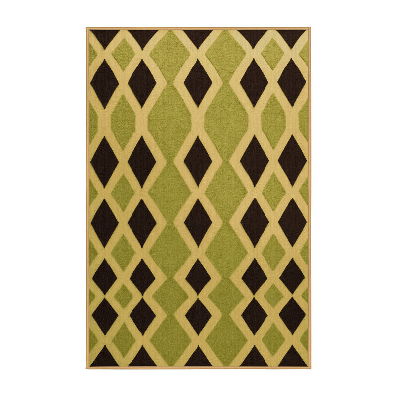 Tapis brun treillis lavable à la machine, Rectangulaire 2 pi x 3 pi