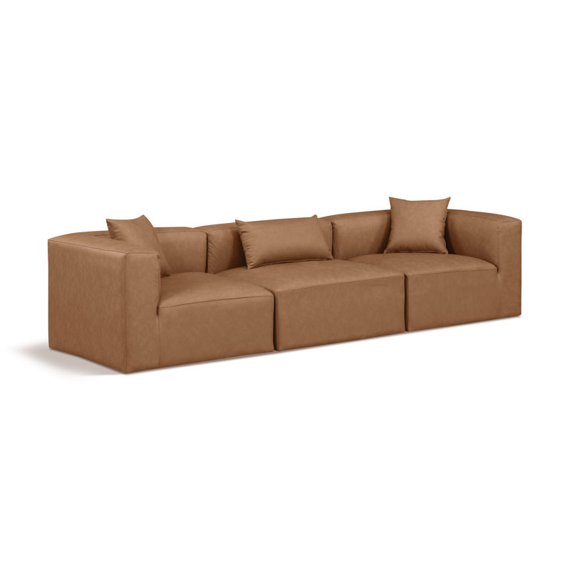 Houswerth Upholstered Sectional Reversible, Brown Vegan Leather