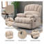 Fauteuil inclinable surdimensionné de 23 po avec massage par vibration 8 points et chauffage lombaire, fauteuil inclinable robuste en chenille beige pour personnes âgées
