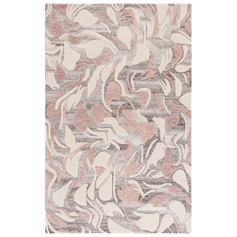 Glendell 740 Hand Tufted Wool/Cotton Abstract Indoor Use Only Rug in Pink/Ivory, Runner 2'3" x 8'