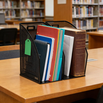 Ensemble de 2 classeurs verticaux, paniers de rangement en maille métallique pour bureau et espace de travail, porte-documents peu encombrant au design minimaliste