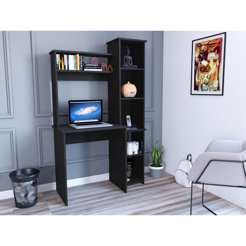 Bureau Logan, cinq casiers, finition wengé noir