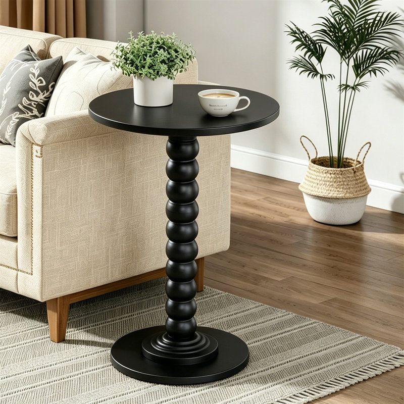 Table de bout en acier Enzor, Noir