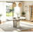 Round Faux Marble Dining Table Set, 47.24"-63" Extendable Oval Dining Table & Tufted Velvet Chairs, Modern Mirrored Kitchen Dining Room Table and Chairs Set-1973735857-1973735858