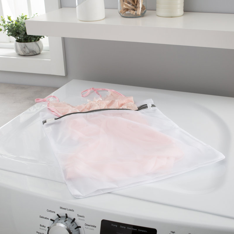 Large White Mesh Laundry Wash Bags with Zipper Closure