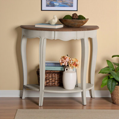 Honeycomb Finished Console Table in Gray and Natural Brown, 29.28" H X 31.3" W X 15.46" D