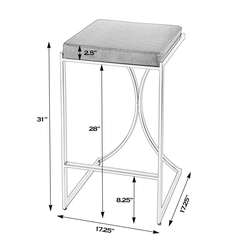 Natalya 24" Bar Stool, Silver, White, Bar Stool (31” Seat Height)