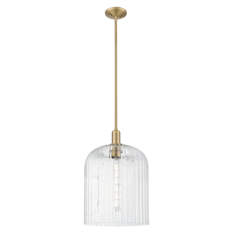 Downtown Urban - Voile de mariée - Mini-luminaire suspendu 1 tige, H 18 po x l 12 po x P 12 po, Clair, Laiton brossé