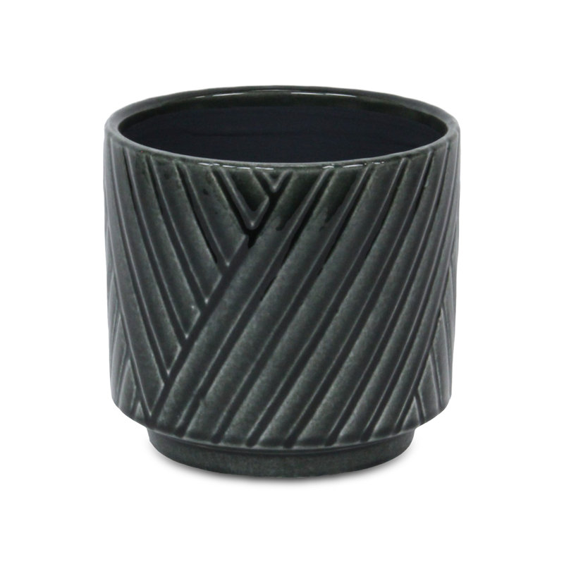 Pot de fleurs en céramique fabriqué à la main Kettering, H 6,5 po x l 7 po x P 7 po, Gris foncé