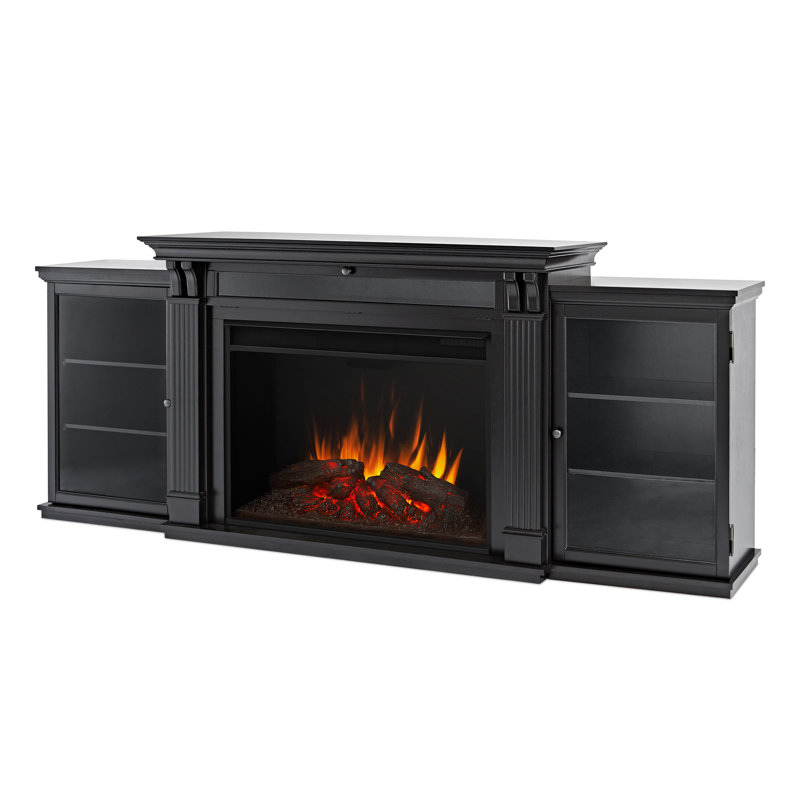 Tracey 84" Black Wood Electric Fireplace TV Stand
