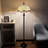 Shella Tiffany Floor Lamp Beige Stained Glass Crystal Beans Metal Base LED Bulbs Included 16"W*16"D*64"H
