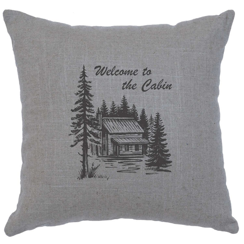 Coussin Wooded River Image - chalet de bienvenue - gris lin, gris