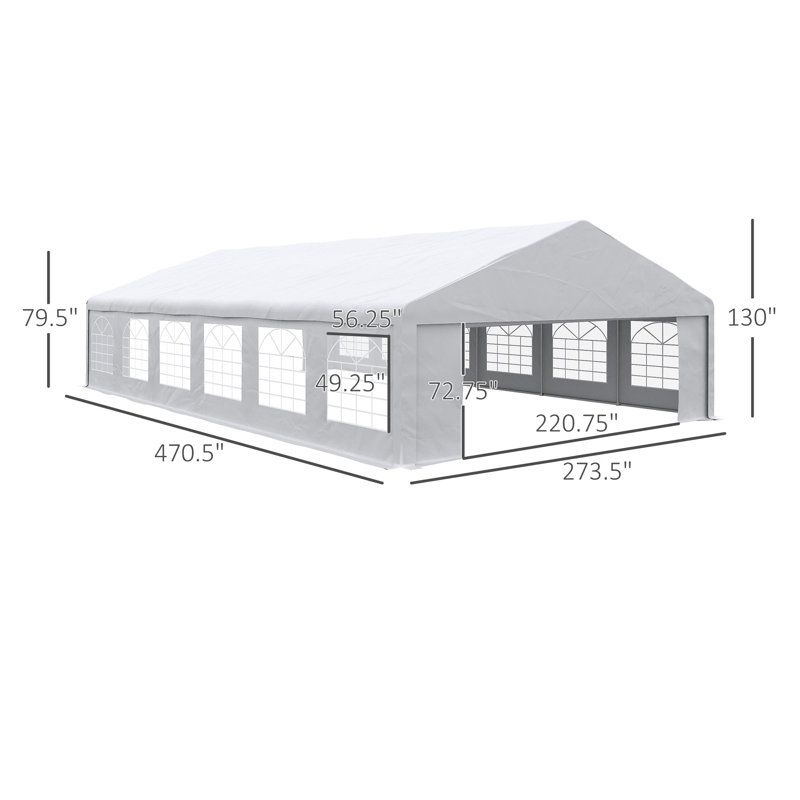 Large White Steel Frame Outdoor Party Tent with Removable Sidewalls