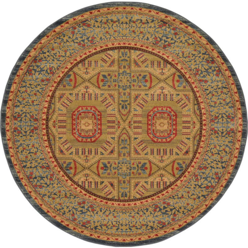 Tapis oriental beige / rouge Ophelia, Rond 6 pi 1 po