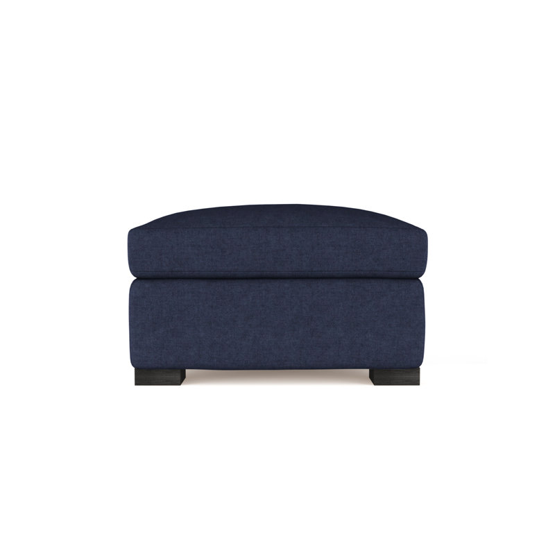 Horatio Ottoman, Plush Velvet Blue Print, Ebony