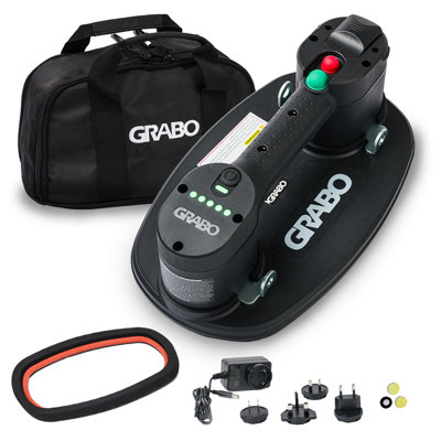GRABO V2 Cordless Electric Vacuum Lifter for Tile, Stone and Glass, 375 lb, with Battery and Foam Seal