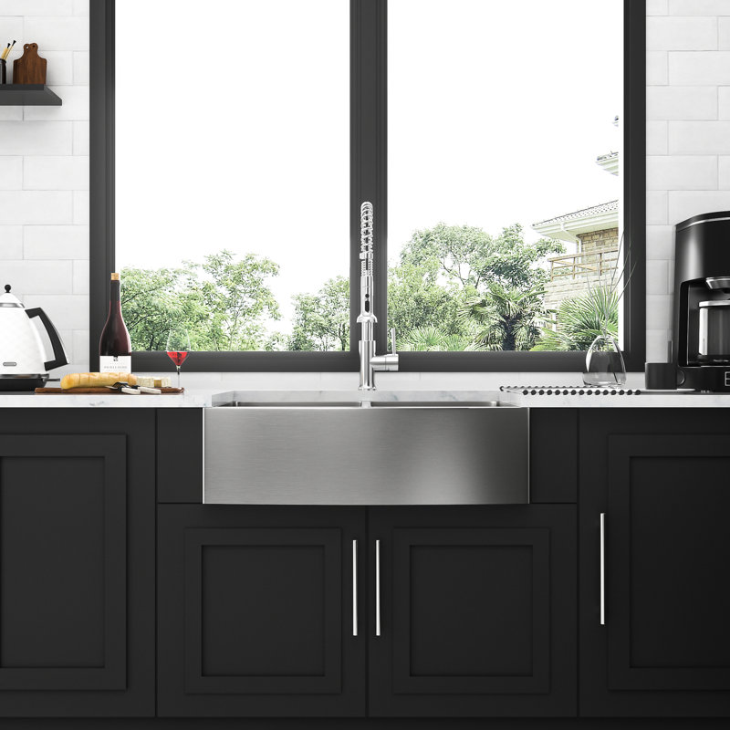 Évier de 33 po x 21 po x 10 po en acier inoxydable de style moderne avec cuve double de qualité supérieure, cuisine 50/50, 33 po x 21 po x 10 po, convient aux armoires standards