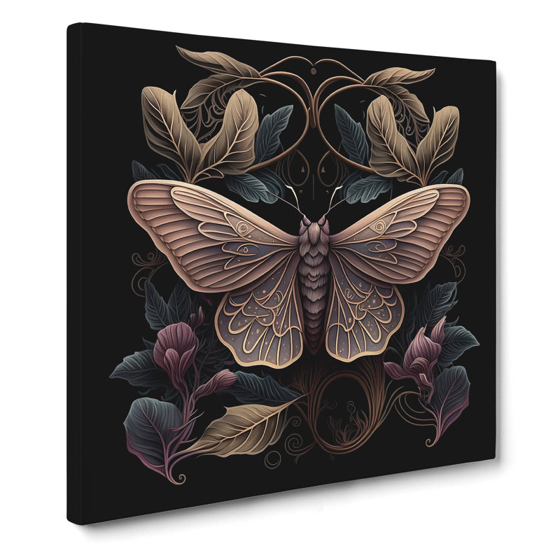 Moth Art Nouveau - Wrapped Canvas, 35cm H x 35cm W