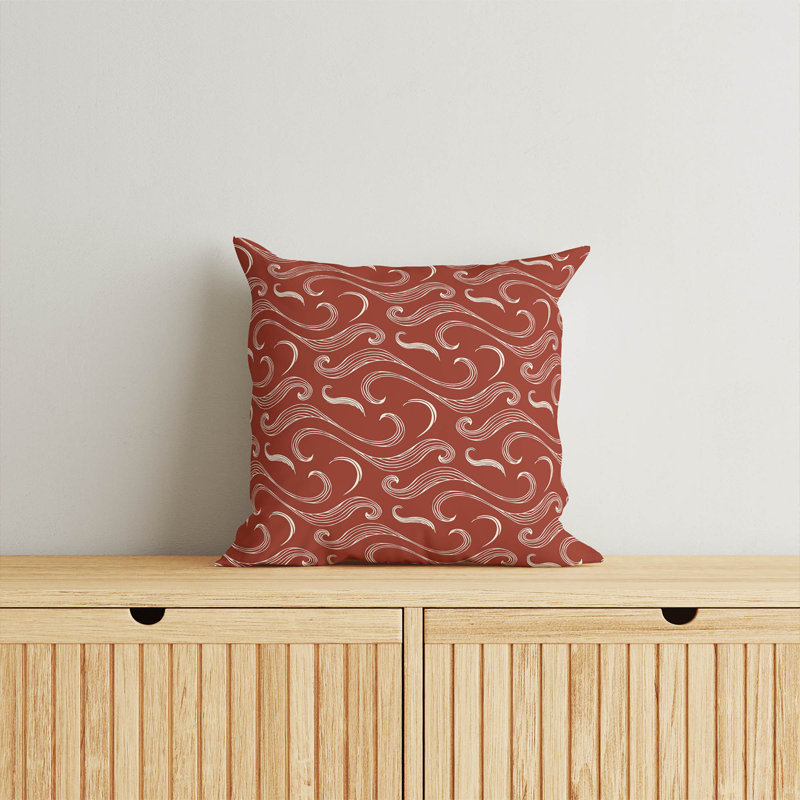 Coussin décoratif océan, Brique argile géométrique, Carré 20 po