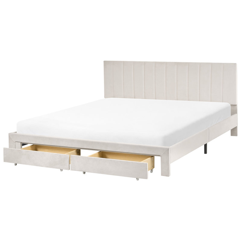 Upholstered Storage Bed, Off White, Super King (6')