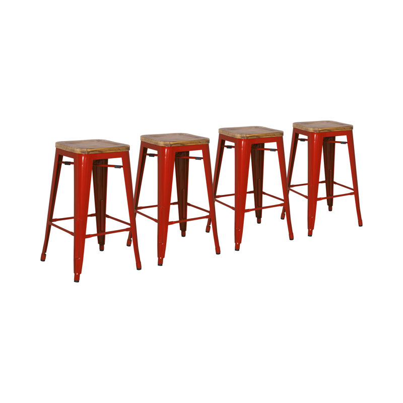 Nesbit Counter Stool with Metal Frame, Walnut Seat/ Black Frame, Bar Stool (30" Seat Height)