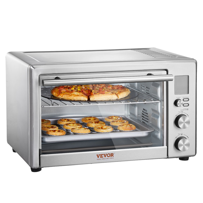 Silver Digital 6-Slice Countertop Convection Oven with Rotisserie