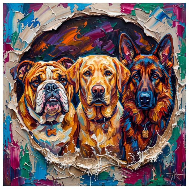 Coussins Bulldog Labrador, 18 x 18 inches
