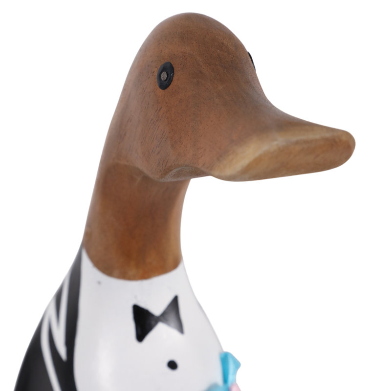 Sculpture décorative en bois de canard de mariage - statue objet décoratif unique pour table, décoration de salon ou décoration intérieure - 16 po