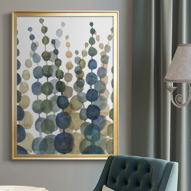 «Pompom Botanical II», toile encadrée de qualité supérieure - prête à être accrochée, Or, H 24,5 po x l 18,5 po x P 1 po