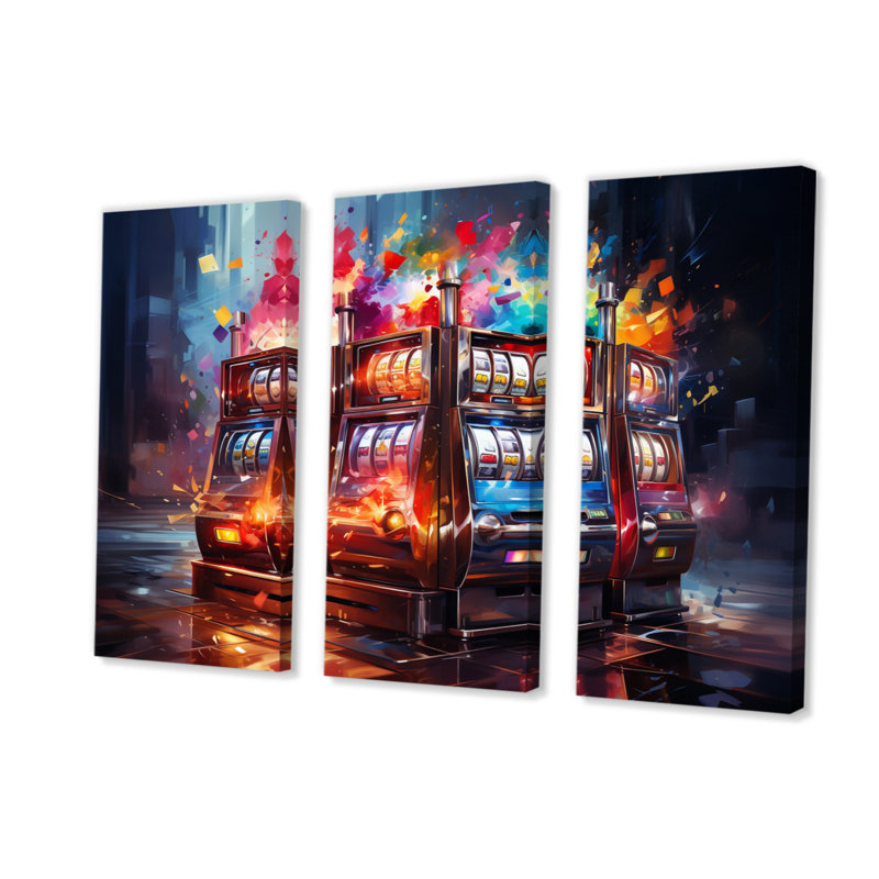 Machine à sous Casino Royale II sur toile, 3 pièces, H 32 po x l 48 po x P 1 po