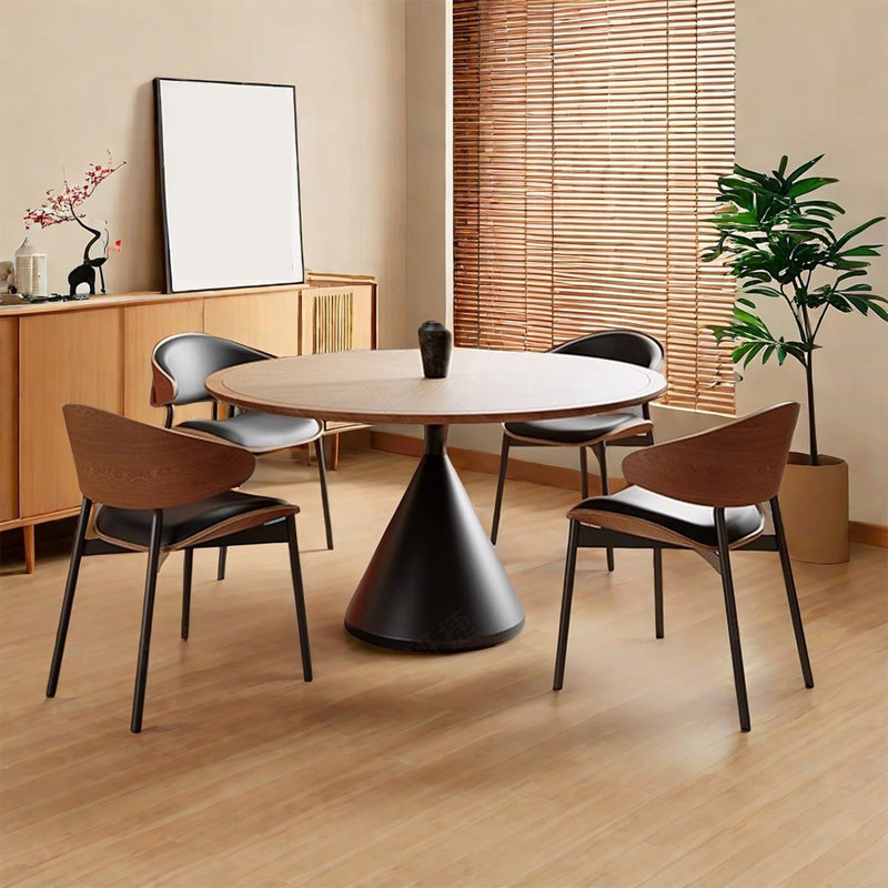 Retro round dining table sets, 29.52"H x 51.18"L x 51.18"W