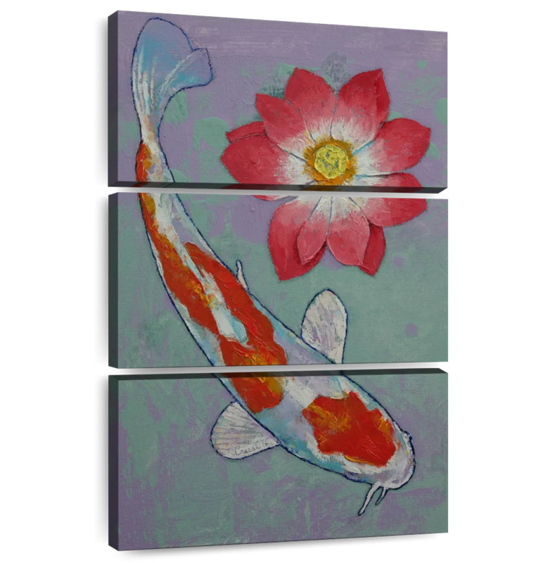 Brampt Koi And Lotus, 57" H x 36" W