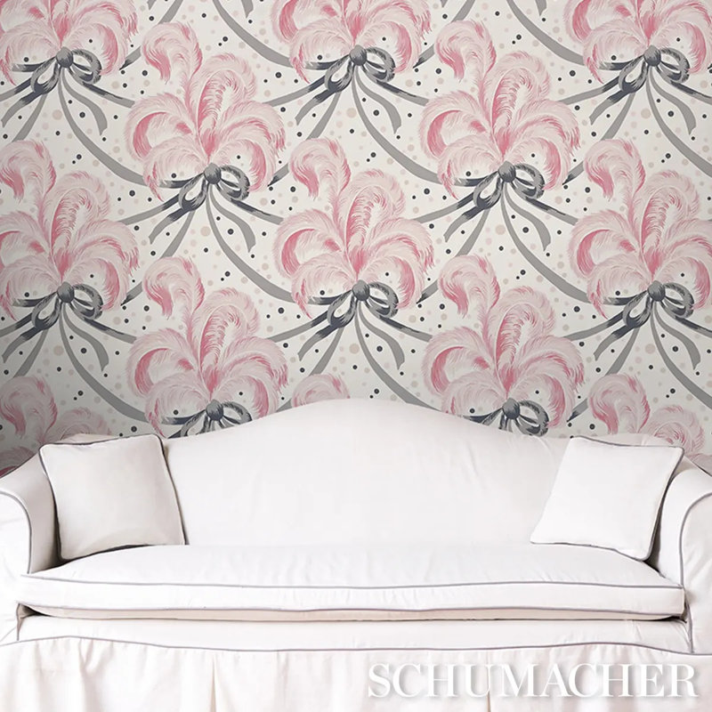 Plumes Et Rubans Wallpaper, Blush