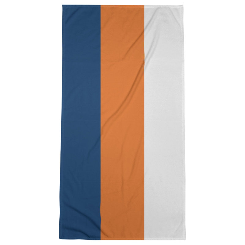 Bath Towel, Navy/Orange/White, Polyester/Cotton