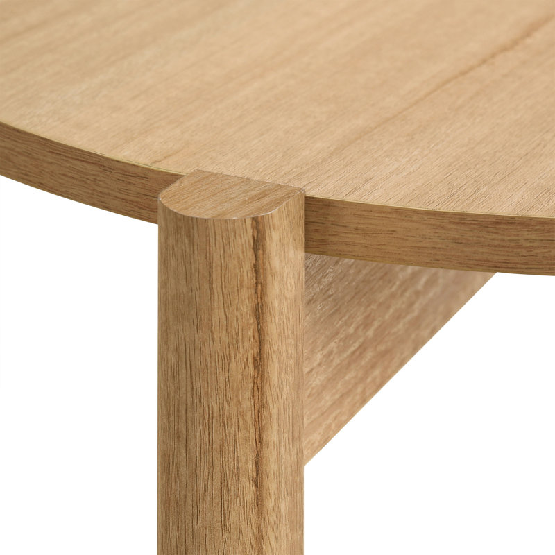 Table de bout ronde avec tablette de rangement ouverte Erim, Plateau brun / base brune