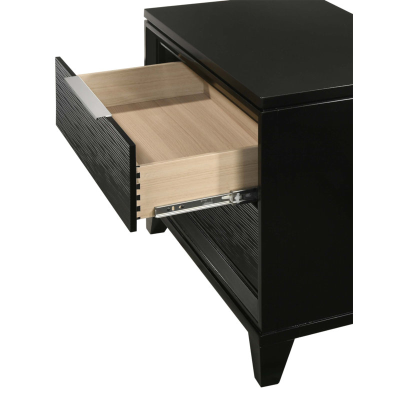 Table de chevet contemporaine à 2 tiroirs avec finition texturée pour les chambres et les salons modernes